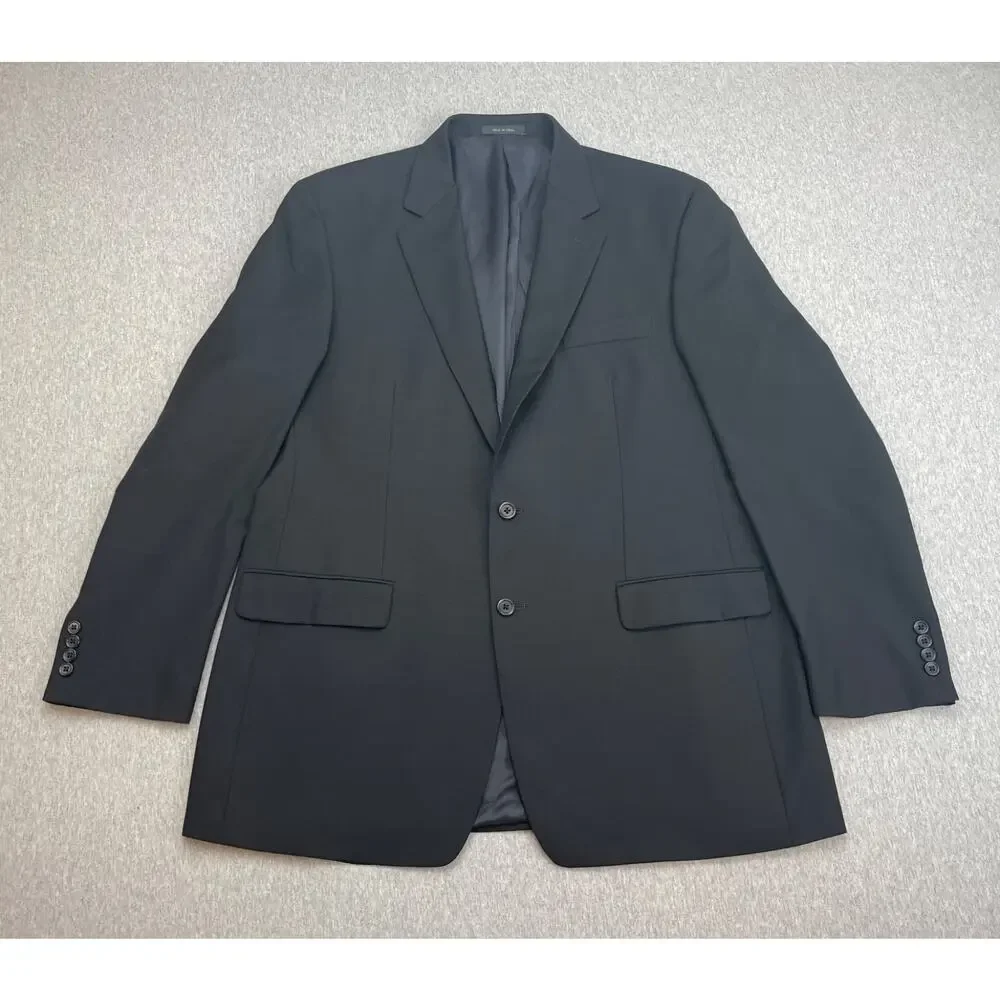 Lauren Ralph Lauren Blazer Mens 44L Black 100% Wool 2-Button Single Breast Lined